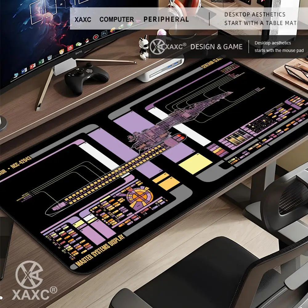 Black S-Stars T-Treks Mouse Pad Large Keyboard Mouse Desk Pad XXL Non-Slip Rubber Gaming Mouse Pad Laptop Mouse Carpet XAXC