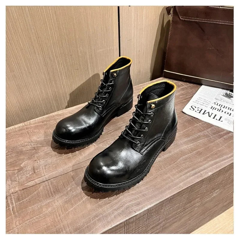 Genuine Leather Men Boots Plus Size Style Boots Soft Leather Ankle Shoes