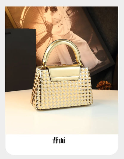 Genuine Leather Woven Handbag For Women 2026 New Light Luxury Women's Shoulder Bag Fashion Commuter Messenger Bag Versatile