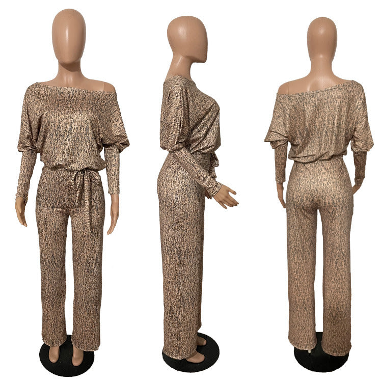 Jumpsuits Women 2022 Spring Long Sleeve High Waist Loose Belt Wide Leg Jumpsuit Elegant Office Ne Piece Outfit Party Overalls