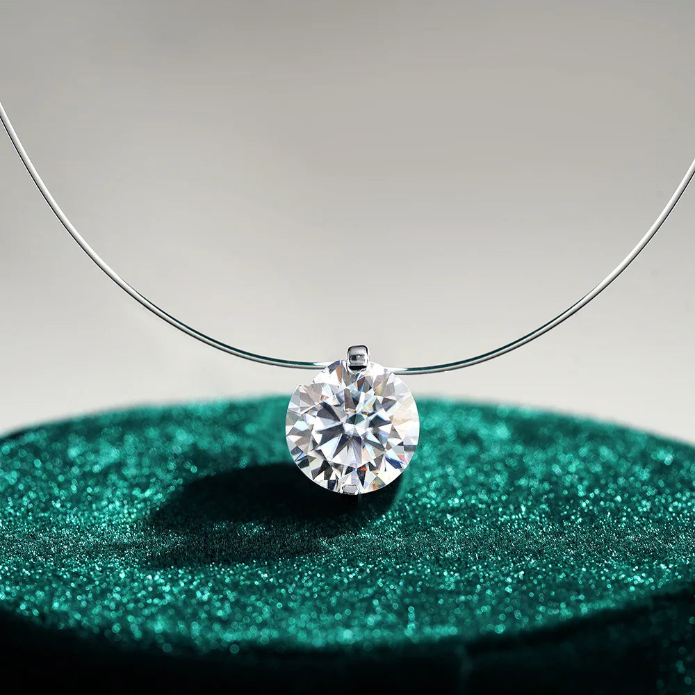 Moissanite Transparent Fishing Line for Women Mermaid Tears Necklace Creative Women's Moissanite Diamond Clavicle Chain