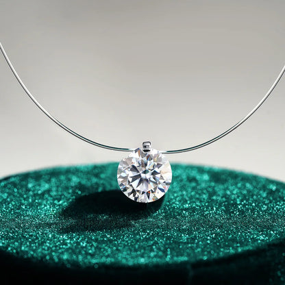 Moissanite Transparent Fishing Line for Women Mermaid Tears Necklace Creative Women's Moissanite Diamond Clavicle Chain