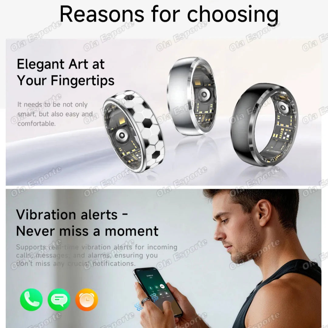 New Incoming Call Vibration Reminder Smart Ring 2026 Gesture Control Messages Alarms Health Monitor Sports Smartring Men Women