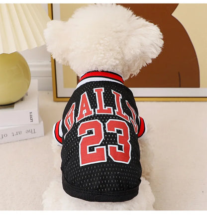 Summer Pet Vest Small Body Hugger American Bulldog Breathable Lightweight Small Dog Lettered Basketball Two-Piece Outfit