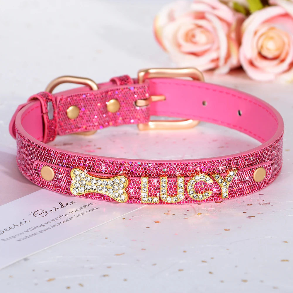 Personalized Small Dogs Chihuahua Collar Bling Rhinestone Dog Collars Free Custom Pet Dogs Cats Name Charms Pet Accessories