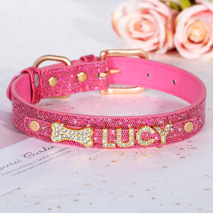 Personalized Small Dogs Chihuahua Collar Bling Rhinestone Dog Collars Free Custom Pet Dogs Cats Name Charms Pet Accessories