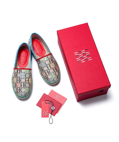 CH Fashion Monogram Print Commuter Flats Woven Material Fisherman 2025 New Luxury Brand Slip-On Women's Casual Shoes