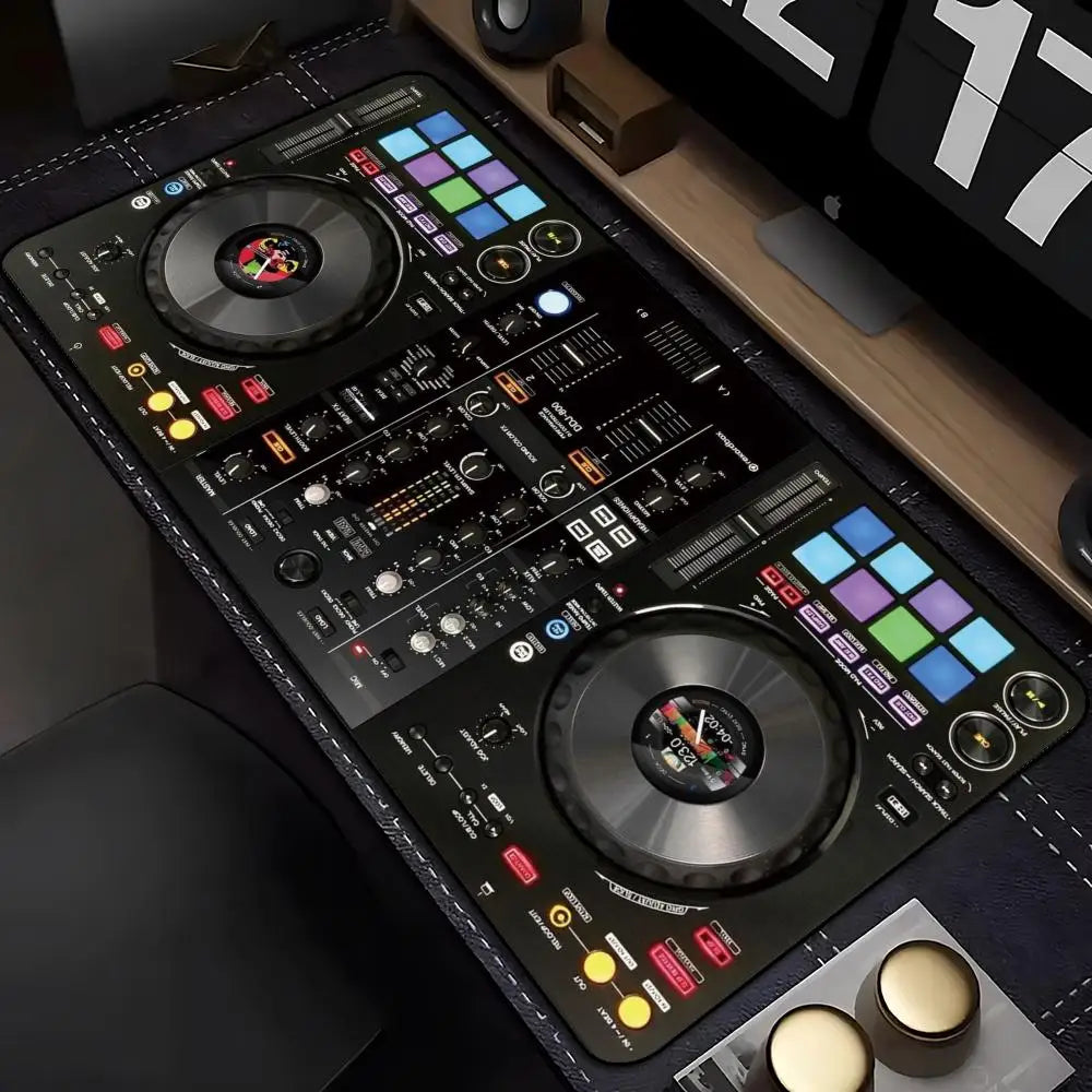 DJ Turntable Mixer Controller Music Pattern Print MousePad Large Gaming Mousepads Non-slip Laptop Tablet Mat PC Soft Pad Playmat