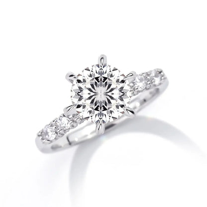 18K white gold and platinum PT950 firework cut ring for women 3 carat luxury full set six claw diamond ring moissanite ring