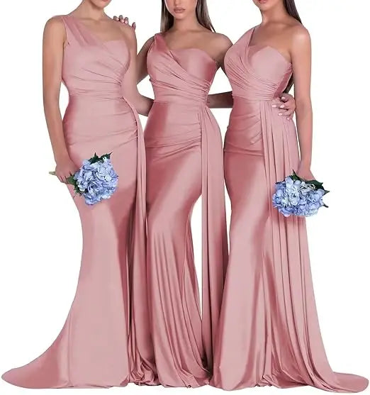 One Shoulder Mermaid Bridesmaid Dresses Corset Back Formal Evening Party Gowns 2026 Prom Graduation Dress Customized