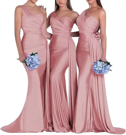 One Shoulder Mermaid Bridesmaid Dresses Corset Back Formal Evening Party Gowns 2026 Prom Graduation Dress Customized