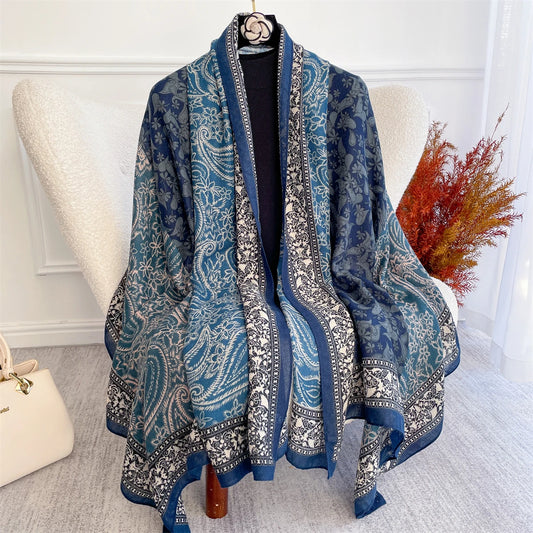Autumn and Winter Travel Warm Cashmere Shawl Scarf Fashion Women Paisley Print Pashmina Blanket Wraps Female Cute Poncho Bufanda