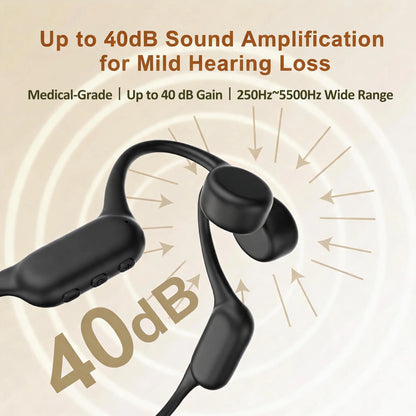 Open-Ear Bone Conduction Hearing Bluetooth Headphones for Deaf Multi-Channel Rechargeable Hearing Aids Headset Noise Reduction
