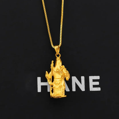 Luxury and fashionable 24K real gold 5D men and women same style Guan Gong pendant au999 gold Guan Gong necklace