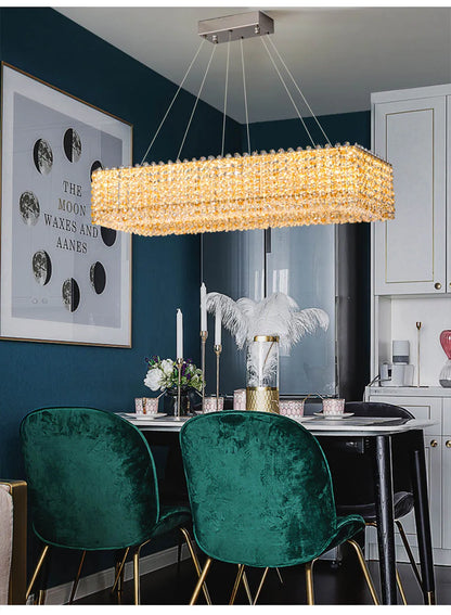 Champagne Crystal Waterfall Bead Modern Ceiling Lights LED Lamps Lighting Fixture for Living Room Lustres Home Decor Lampara