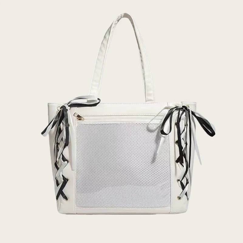 New Japanese Cute Sweet Ribbon Ita Bag Lolita Girls Transparent Handbags Fashion Large Capacity Tote Bag Aesthetic Shoulder Bags