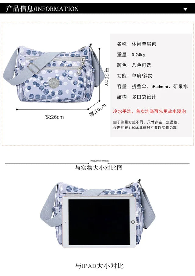 Multifunctional bag Large Capacity Waterproof Shoulder Bags Women Crossbody Bag for Girls Outdoor Travel Bags