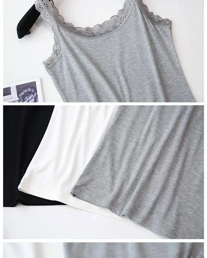 Summer Sleeveless Women Tank Top With Lace Top Red Inside Wear Lace Camisoles Loose Underwear Womens Clothing Vest