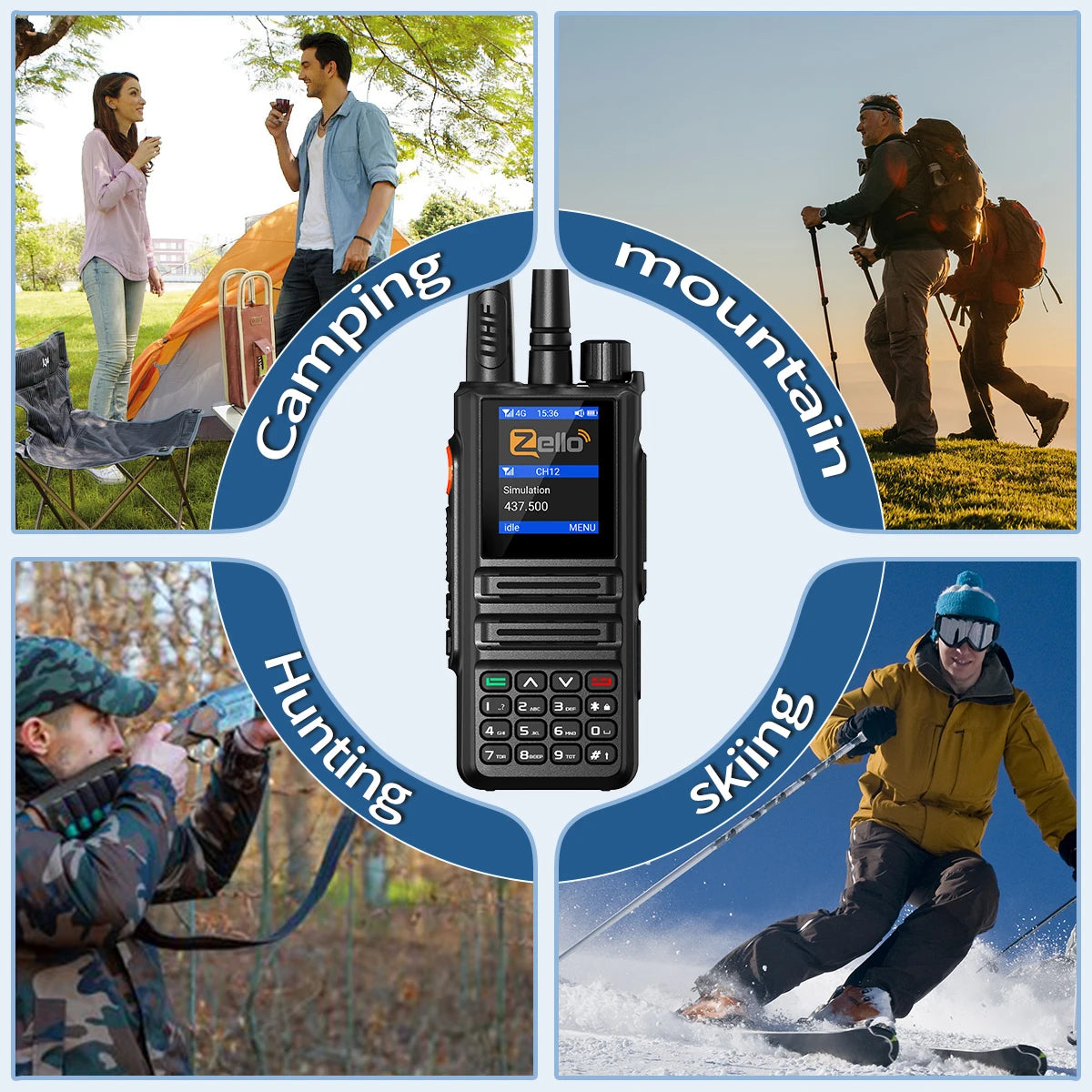 ABBREE GP-889 Walkie Talkie Dual Mode POC Network Radio ZELLO Global UHF Bluetooth WIFI Android 2/3/4G Type-C Ham Radio Hunting