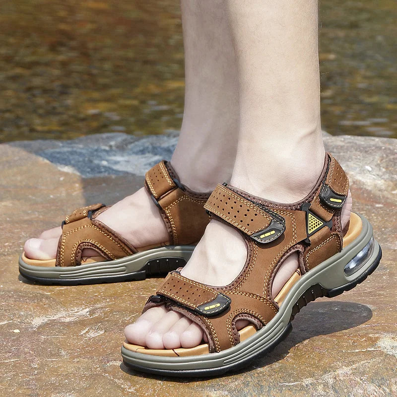 Men Sandals Classic Summer Youth Outdoor Leisure Light Open Toed Beach Shoes Soft Bottom Shock Absorbent Fashion Walking Sandals