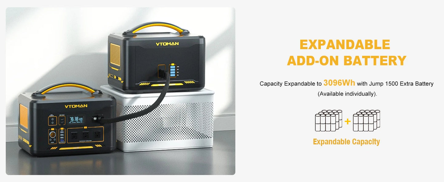 VTOMAN JUMP 1800 Power Station 1548Wh LiFePO4 Battery 1800W Emergency Power Supply for Outdoor Camping Home Energy Power
