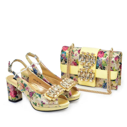 New Arrival Women Shoes and Bag Set To Match African Ladies Bag and Shoe Set Nigeria Party Pumps Decorated with Rhinestone