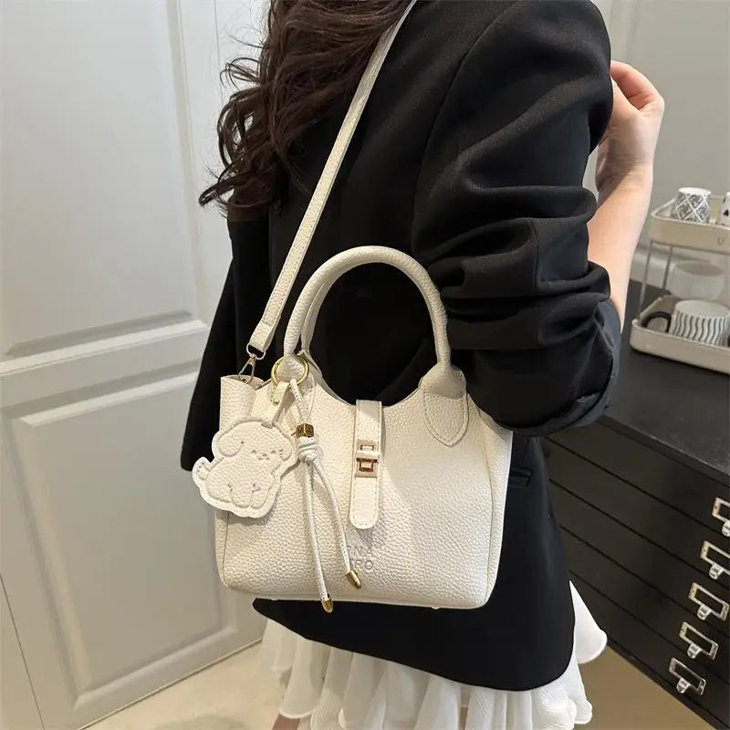 PU Portable Bucket Bag Shoulder Bag Women Fashion Versatile Crossbody Bags Zipper Handbag High Quality Tote Commuter Bags Gifts
