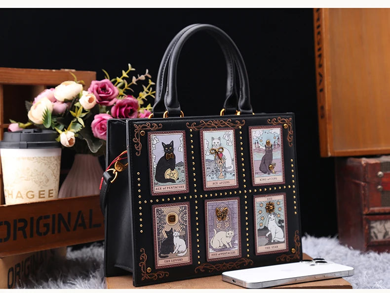 Vintage and Luxury Designer Bag with Delicate Embroidery Cat Printing Women Popular and Fashionable Tote Bag with Large Capacity