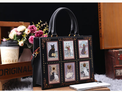 Vintage and Luxury Designer Bag with Delicate Embroidery Cat Printing Women Popular and Fashionable Tote Bag with Large Capacity