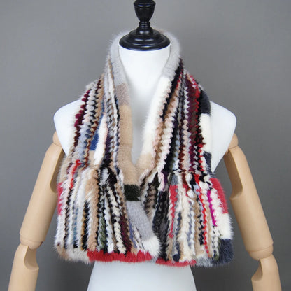 Fashion Women Winter Real Mink Fur Scarf Lady Warm Soft Genuine Mink Fur Scarf Shawl Fashion Luxury 100% Natural Mink Fur Scarfs