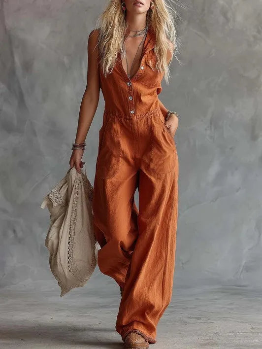 Patchwork Sleeveless Romper Straight Fit Streetwear with Slight Stretch Straight Leg Edgy Street Ankle Length Women Jumpsuit