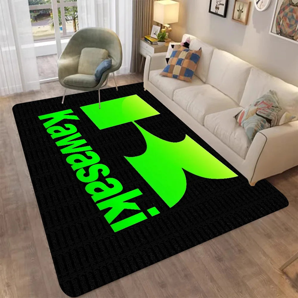 Kawasaki Motorcycle Printed Carpet Non-slip Carpet Carpets for Living Room or Bedroom Non-Slip Rug for Sofa or Kids' Area Decor