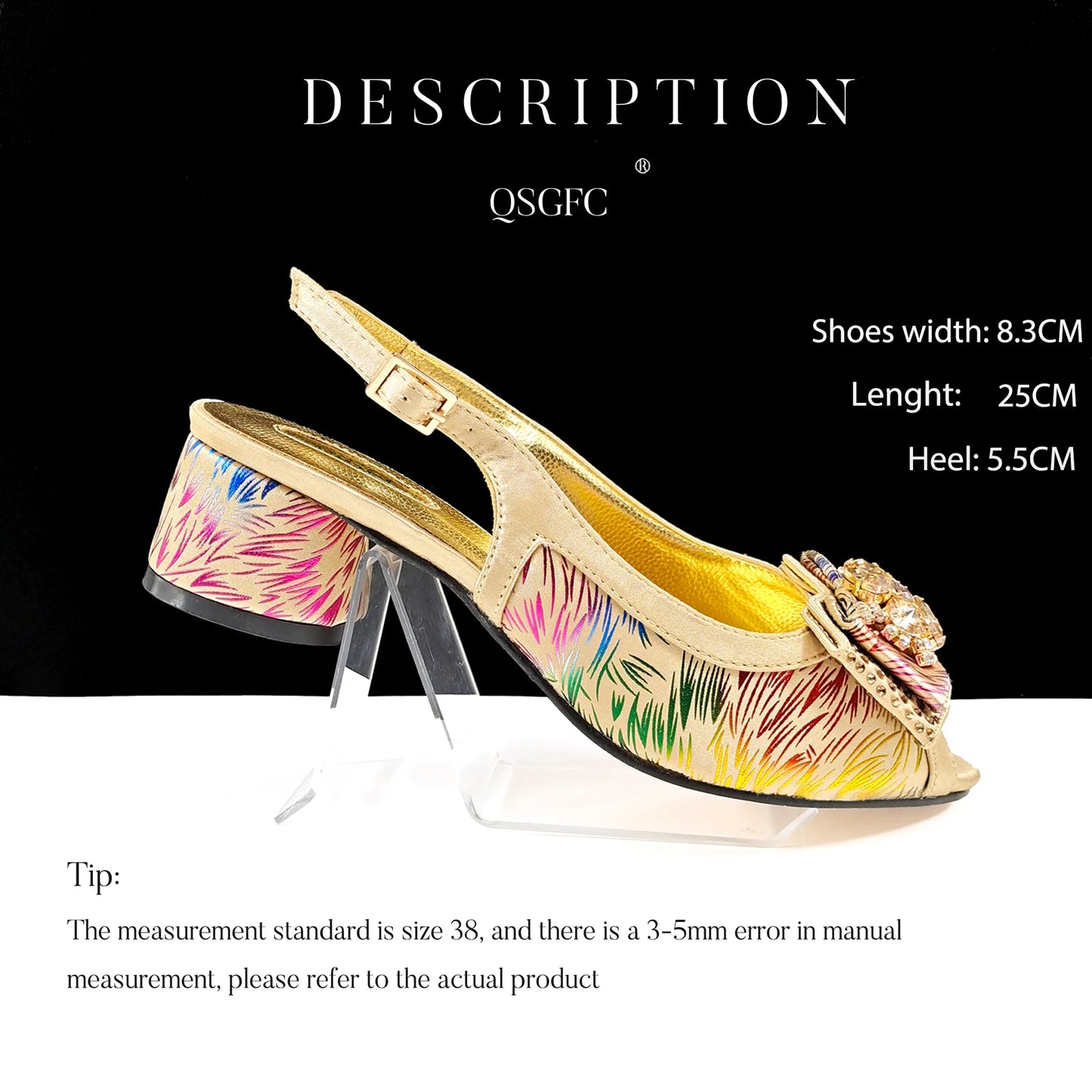 QSGFC New Design Nigerian Style Women Heels Shoes And Elegant Bag Set Color Matching Handbag Wedding Party Women Shoes