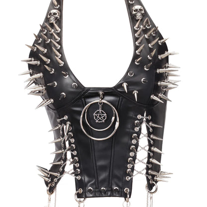Goth Top Y2K Clothes Women's Tanks Emo Clothing Gothic Boho Tops with Spikes Punk Rock Teens Festival Spiked Bra Grunge T Shirt