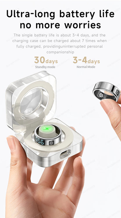 2026 Smart Ring with Display Screen and Touch, Wireless Charging, Health Manager, 5 ATM Waterproof For Men Women Rings R12 R11