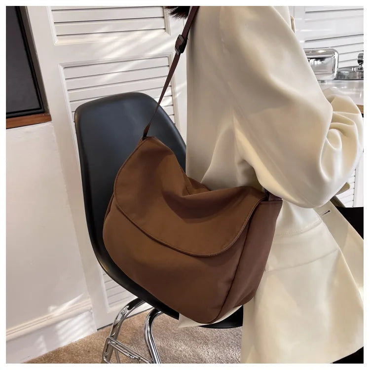 Solid Color Women Crossbody Bag Simple Ladies Shoulder Bag Waterproof Nylon Women'S Handbags Fashion Messenger Bag Women сумка