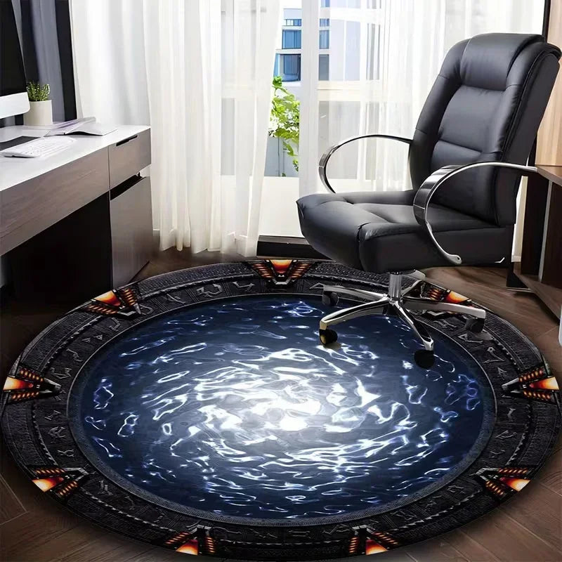 Stargate Round Carpet Movie Rug for Living Room Bedroom Decor Bedside Area Rug Lounge Sofa Anti-slip Mat Nursery Soft Floor Mat