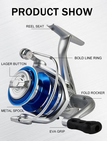 BILLINGS AC Spinning Fishing Reel,10KG Max Drag,Metal Spool,5.2:1 Gear Ratio,for Freshwater Saltwater,Fold Rocker Easy Carry