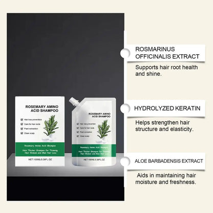 Organic Rosemary Hair Growth Shampoo Thickening Hydrolyzed Keratin Dry Frizzy Damaged Repair Moisturizing Scalp Cleaning Shampoo