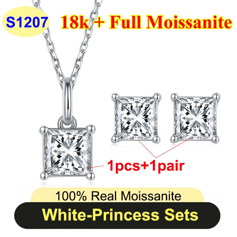 Full Shape 1-3ct Moissanite Women's Moissanite Jewelry Sets 925 Silver Plated 18k Gold D Color Necklace Earrings For Women Gift
