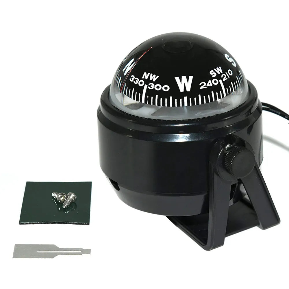 Ball Shaped Boat Compass Vehicle Navigation Car Compass with Dial Sea Pivoting Marine Boat Compass Black/White for Outdoor