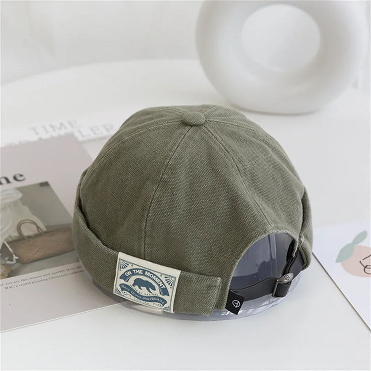 Retro Letter Label Brimless Caps Unisex Solid Color Beanie Men Women Summer Street Adjustable Docker Hats Melon Cap Hip Hop Cap