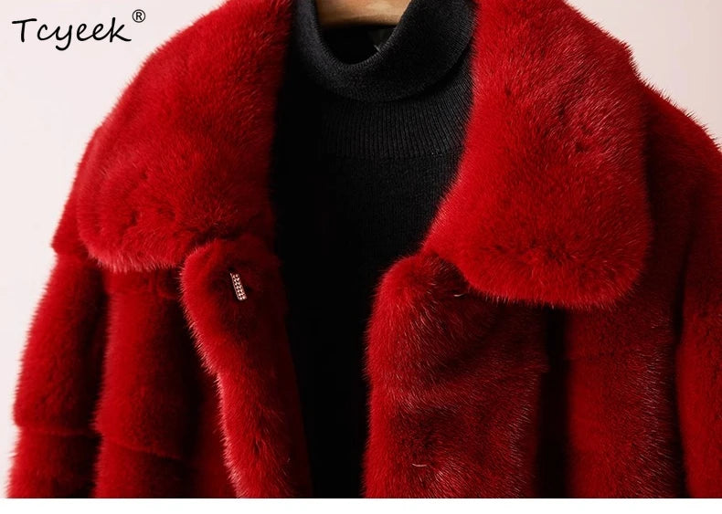 Tcyeek Luxury Natural Fur Coat Women Winter Clothes Real Fur Jacket 2025 Warm Whole Mink Womens Coat New in Coats Fourrure Femme