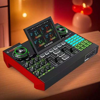 Tenlamp G10 Professional Audio Mixer Sound Card Kit with Voice Changer, XLR 3.5mm Mic Interface for PC Smartphone, DJ Mixing Console for Live Streaming Podcast Gaming Studio Recording