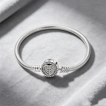 2026 Hot Selling 925 Silver Heart Shaped Buckle Snake Chain Sparkling Zircon Original Bracelet Women Fashionable Luxury Jewelry