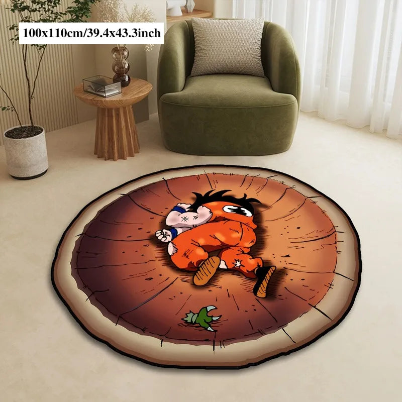 Cartoon Anime Character Round Rug Unique Creative Bedroom Bedside Floor Mat Living Room Carpet Home Decoration Game Room Rugs