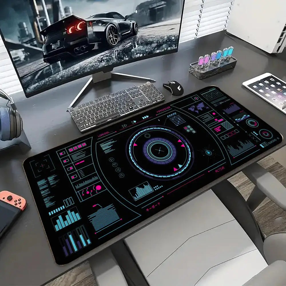 Radio pattern Mouse Pad Mousepad Large Abstract Mouse Pad Gaming Deskmat With Lockedge Office Non-slip Carpet