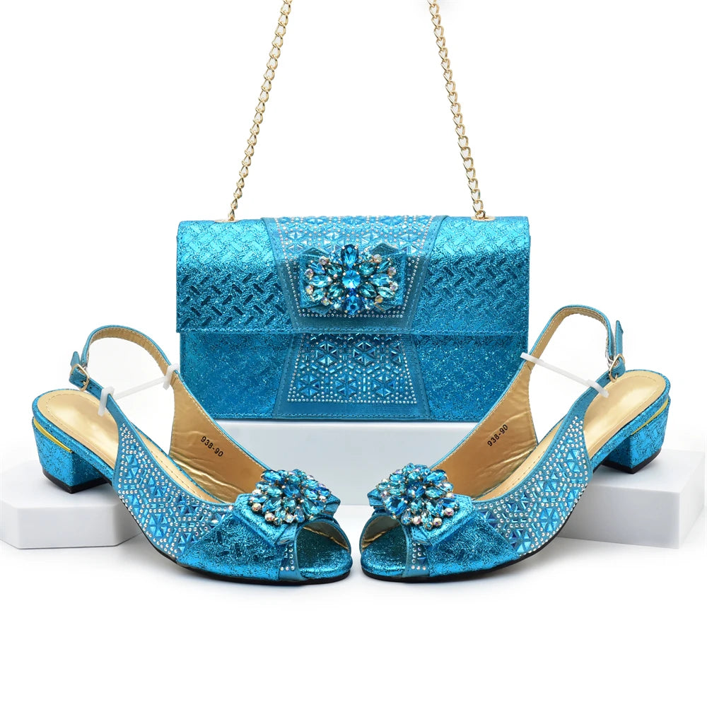 New Arrival African Shoes and Bags Sets Decorated with Rhinestone Women Shoe Size 43 Shoes for Women 2025 Designer Luxury