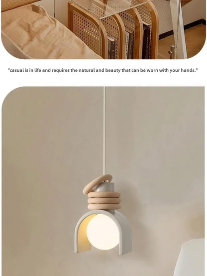 Japanese Wabi-sabi Bedroom Bedside Lighting Retro Macaron Chandelier Lights American Bar Pendant Lights Luminaria LED
