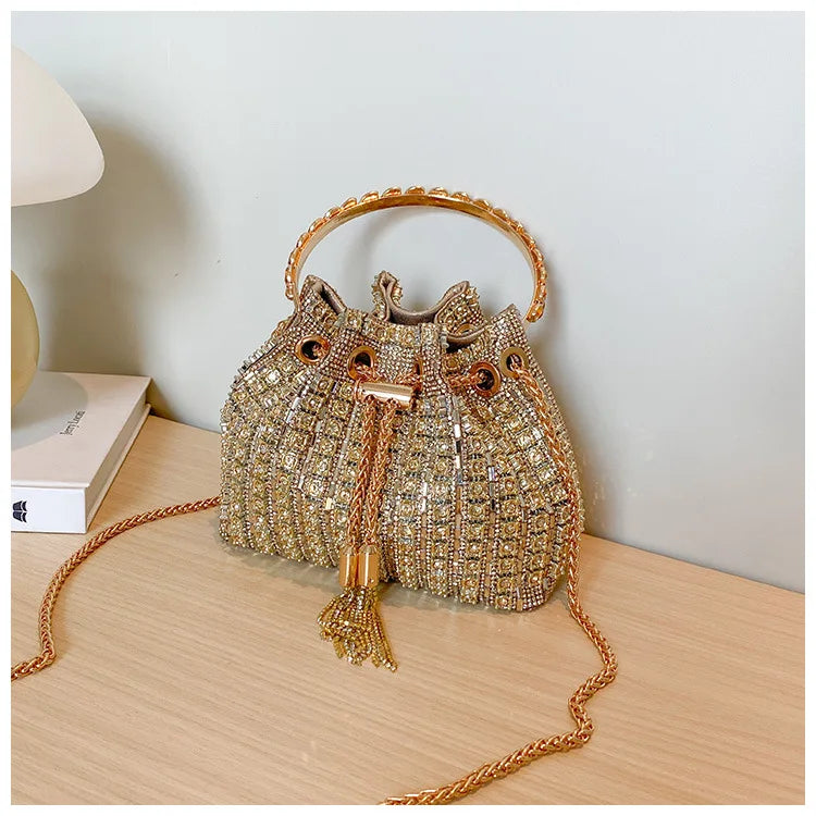 luxury Designer purses and handbags bags for women bucket clutch purse evening banquet bag Crystal rhinestone shoulder bag